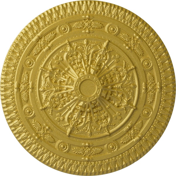 Ekena Millwork Naple Ceiling Medallion (Fits Canopies up to 3 3/8"), Hand-Painted Rich Gold, 37 1/2"OD x 3 3/8"P CM37NARGS - main
